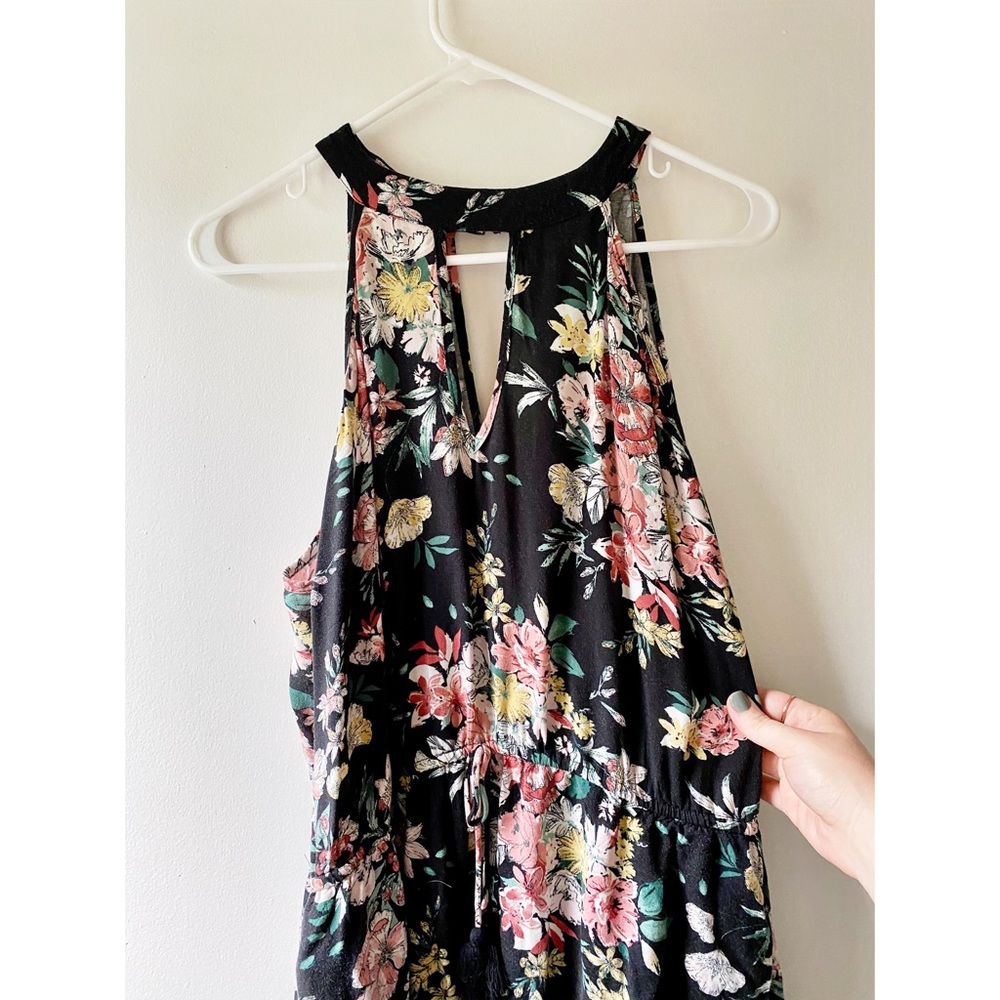 XL Black Flower Maxi Dress